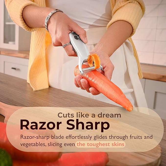 100% Stainless Steel Potato Peelers, 5Y warranty, Fruit Peeler for Kitchen, Ultra-Sharp, Ergonomic Handle, Vegetable Peelers for Kitchen, Dishwasher Safe, Pelador de papas, Veggie Peeler