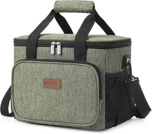 Lifewit Large Lunch Bag Insulated Lunch Box Soft Cooler Cooling Tote for Adult Men Women, Dark Green 24-Can (15L)