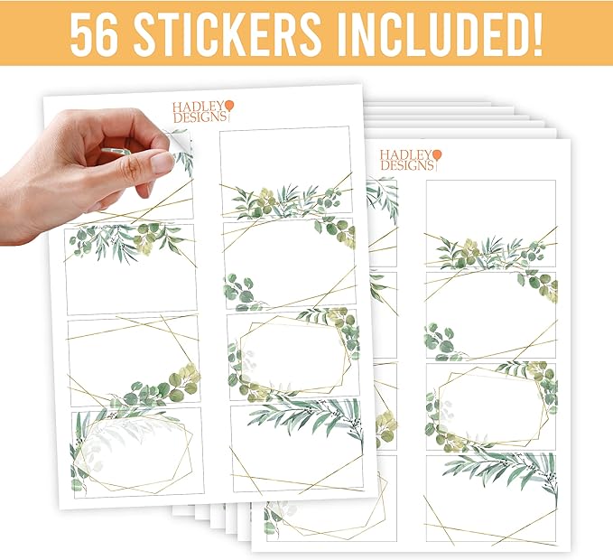 Name Tags Sticker - 56 Nametags for Classroom, Name Tag Stickers for Kids, Adhesive Classroom Labels for Teachers, Nametags Sticker for Clothes, Decorative Labels, Greenery Cubby Tags