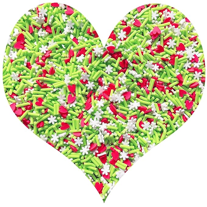 EHOPE Fake Sprinkles Resin Sprinkles Fake Candy Sprinkles Clay Sprinkles Polymer Sprinkles Polymer Clay Slices for Nail Art DIY Crafts Cake Phone Case(40G-Green Sugar granules+ Heart-18)