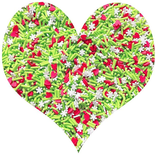 EHOPE Fake Sprinkles Resin Sprinkles Fake Candy Sprinkles Clay Sprinkles Polymer Sprinkles Polymer Clay Slices for Nail Art DIY Crafts Cake Phone Case(40G-Green Sugar granules+ Heart-18)