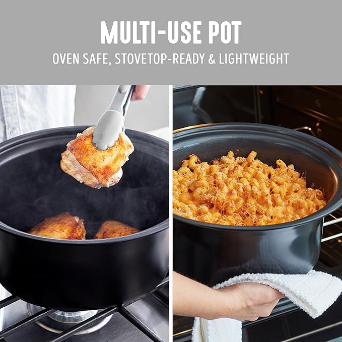 GreenLife 6QT Slow Cooker, Non-Toxic PFAS-Free Ceramic Nonstick Removable Interior Bowl, Programmable, Family Friendly, Keep Warm, Stovetop & Oven Safe, Dishwasher Safe Parts, Timer, Glass Lid, White