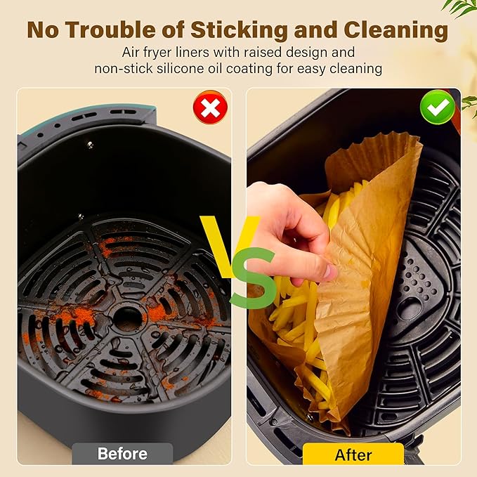 Air Fryer Liners Disposable, 125pcs Non-stick Disposable Airfryer Liners, 8 Inch Unbleached Parchment Paper, Square Air Fryer Paper Liners for 5-8QT Air Fryer, Baking, Roasting Microwave