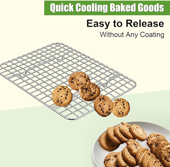 Homikit 2 Pack Cooling Rack Set, 8.7" x 6.3" Stainless Steel Baking Rack for Bacon Bread Pizza, Mini Metal Wire Oven Racks for Cooking Fit Small Toaster Oven Pan, Rust Free & Dishwasher Safe