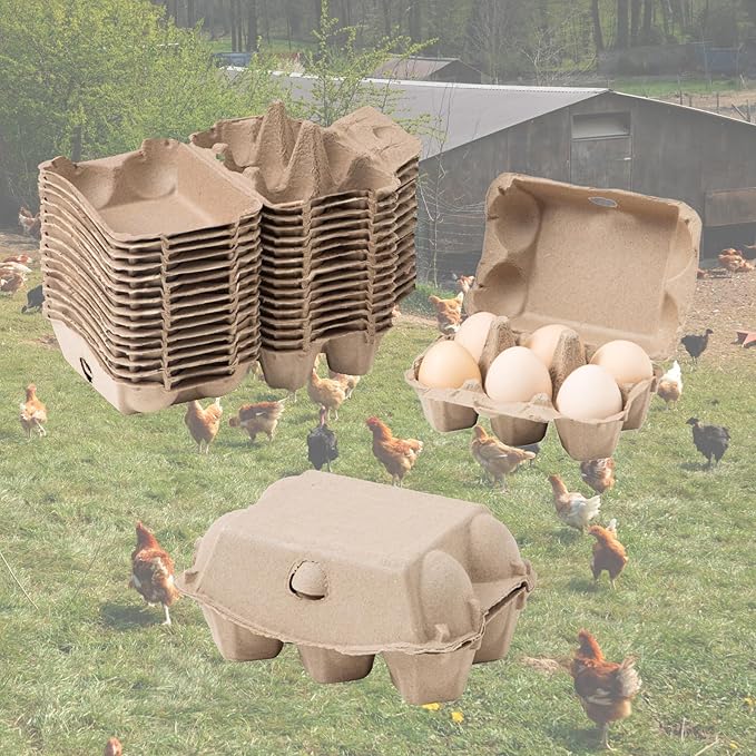 15 Pack Egg Cartons Cheap Bulk, 6 Count Egg Storage Containers Holder, Sturdy Natural Pulp Material Perfect for Storing Extra Eggs