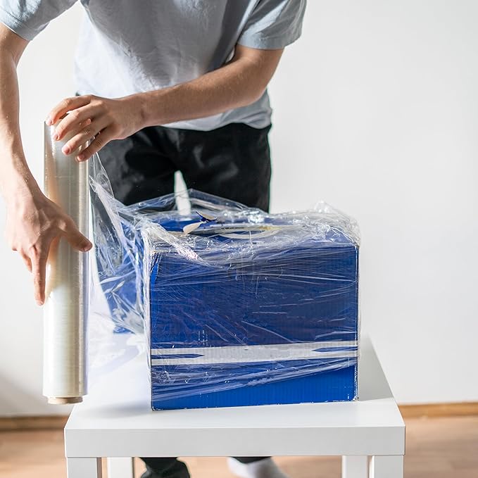 PSBM High Performance Pallet Stretch Wrap, 4 Pack Plastic Moving Wrap in 18 Inch x 1500 Feet, 47 Gauge, Clear Packing wrap for moving, Ideal for Furniture Wrapping for moving purposes