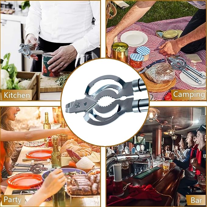 Jar Opener, Multifunctional Jar Opener for Weak Hands, Stainless Steel Jar Lid Opener, Beer Bottle Opener for Seniors with Arthritis