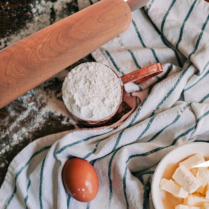 Classic Sapele Wooden Rolling Pin With Handles,Wood Baking Roller Large (17.3"L x 2.3"W)