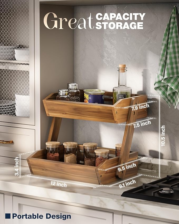 Fruit Basket, Fruit Bowl, 2 Tier Fruit Basket for Kitchen Counter, Produce Stand Storage Holder, Heavy Duty/Multipurpose/Large Capacity for Onion Potato, Vegetables, Spice Jars, Bread Storage