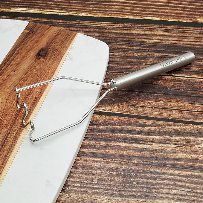 FLYINGSEA Potato Masher,Vegetable Masher,Small Masher,Professional 18-8 Stainless Steel Potato Masher.Cooking And Kitchen Tools.Ergonomic,Perfect for Mashed Potatoes,Vegetables,Beans,Dishwasher Safe