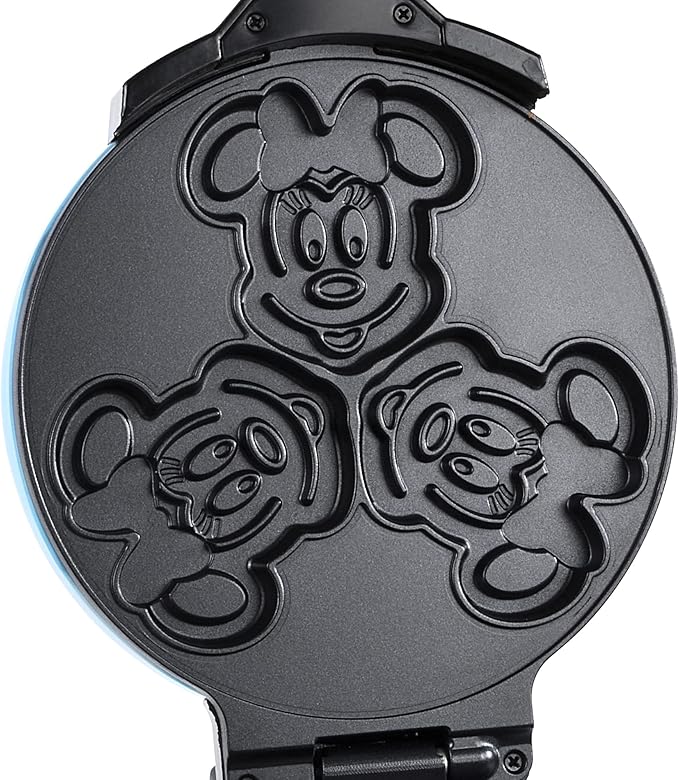 Disney Mickey & Minnie Double Flip Waffle Maker by Select Brands - Rotating Nonstick Waffle Iron - Adjustable Browning Control - Makes 6 Mickey & Minnie-Shaped Waffles