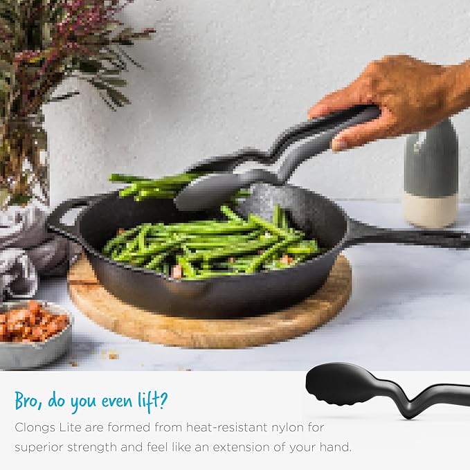 Dreamfarm Clongs Lite Nylon Kitchen Cooking Tongs with Click-Lock Open & Close - 10.5" Black