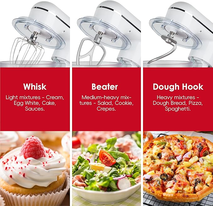 Kitchen in the box Stand Mixer, 5QT + 4.5QT Two bowls Electric Food Mixer, 10 Speeds Kitchen Mixer for Daily Use with Egg Whisk,Dough Hook,Flat Beater (Gradient Red, 5QT)