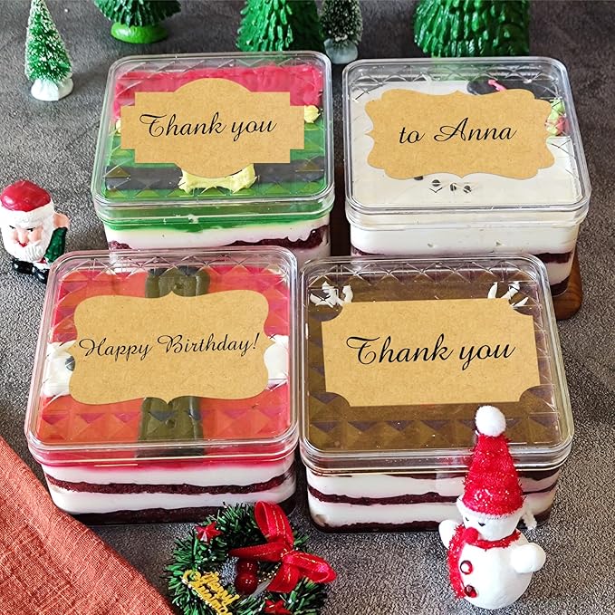 Kraft Labels Stickers, 250 PCS 3" x 2" Fancy Shape Stickers Labels for Storage Box or Food Jars Holiday Present Stickers Christmas Gift Tags Stickers