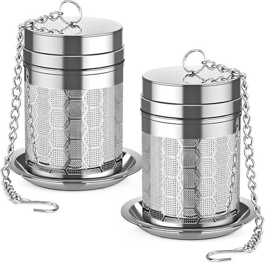 Tea Infusers for Loose Tea, (2 Pack) 18/8 Stainless Steel Tea Strainer Set, Extra Fine Mesh Tea Steeper for Brew Tea, Spices & Seasoning