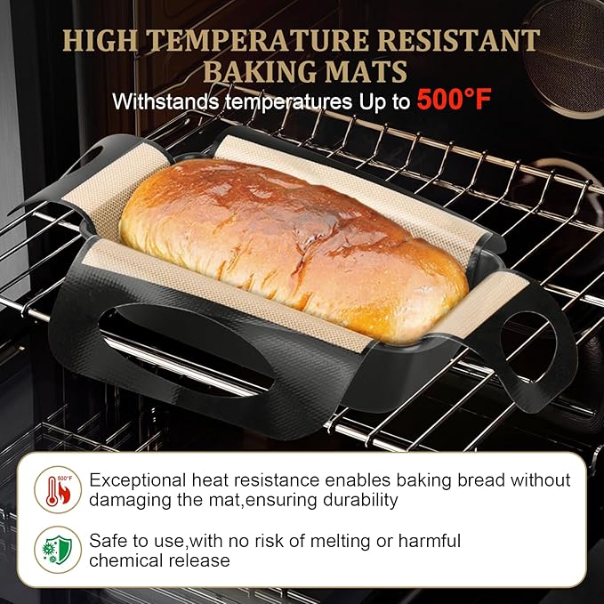 2 Pack Silicone Bread Sling with Handles – Non-Stick Baking Mat Fits 9x5" or 1.5LB Loaf Pans | Reusable, Easy Clean | Perfect for Homemade Bread, Cake, Meatloaf | Bakers & Home Cooks,19"x15"