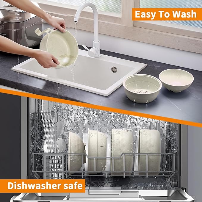 Ramen Bowl Set,Microwave Ramen Cooker Instant Noodles Bowl with Chopsticks Spoon,Rapid Ramen Noodle Bowl, Portable Noodle Bowls,for Home Office Dorm Room College gift(Beige)