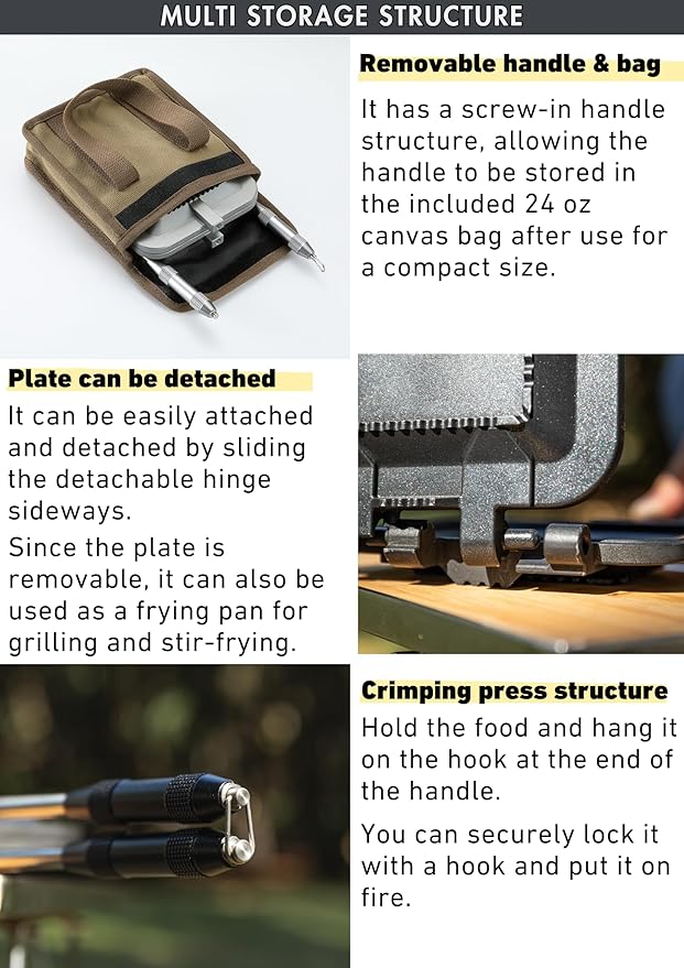 camping moon Sandwich Maker Hot Sand Single Burner Gas Fire Open Fire Compact Aluminum TT-1315 (Black w/bag)