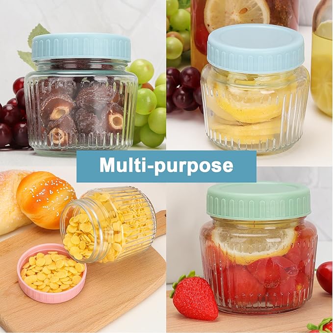 Cehomi 8 oz Mason Jars 6 Pack, 240 ml Glass Canning Jars with Regular Mouth Lids, Small Glass Storage Containers for Jelly, Jam, Honey, Pickles, Spice, Overnight Oats
