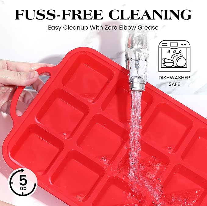 1 Pc Square Brownie Pan With Dividers Mini Silicone Brownie Pan for Baking Individual Nonstick 12 Cups Square Muffin Cupcake Pans with Metal Reinforced Frame (Red)