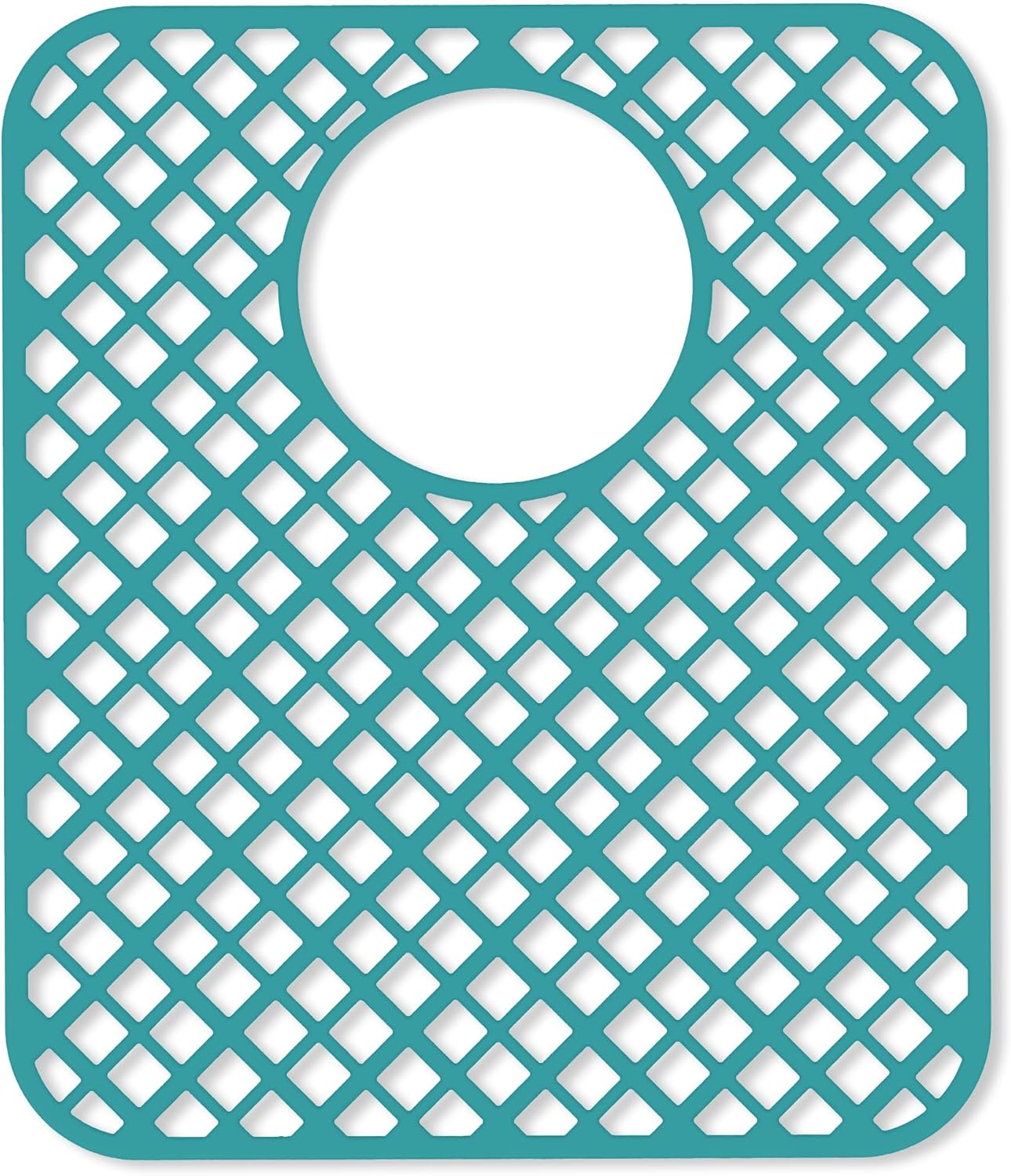 2 Pack Silicone Sink Protectors for Kitchen Sink, Lozenge Pattern 13 x 11 Inches Sink Mat, Non-Slip and Durable Sink Protector Silicone, Rear Drain, Green