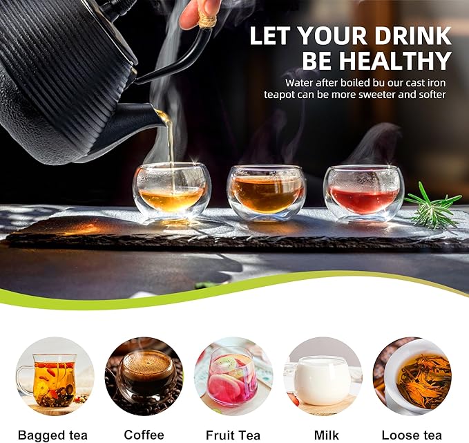 suyika Japanese Tetsubin Tea Kettle Cast Iron Teapot with Stainless Steel Infuser 30 oz/900 ml