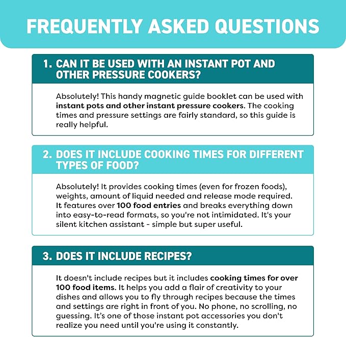 Instant Pot Magnetic Cheat Sheet Magnet - Instant Pot Accessories - Cookbooks Pressure Cooker Cooking Guide - 7”x 6” Instapot Booklet - Instantpot Cooking - Kitchen Gifts for Women - Kitchen Gadgets