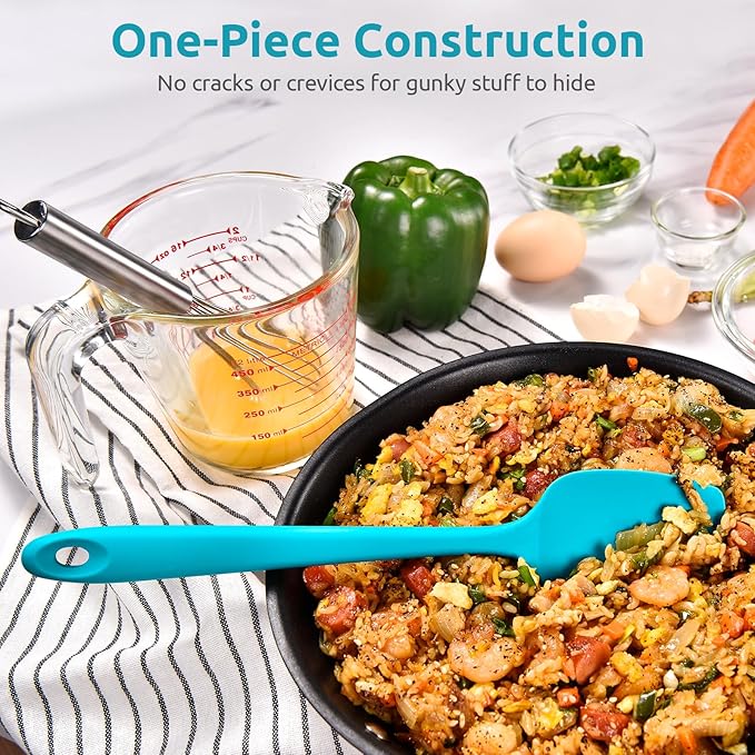 Heat Resistant Silicone Spoon Spatula: U-Taste 600ºF High Heat Flexible 11.38in Silicon Mixing Stirring Cooking Scraping Baking Bowl Scraper for Kitchen Nonstick Cookware (Marrs Green)