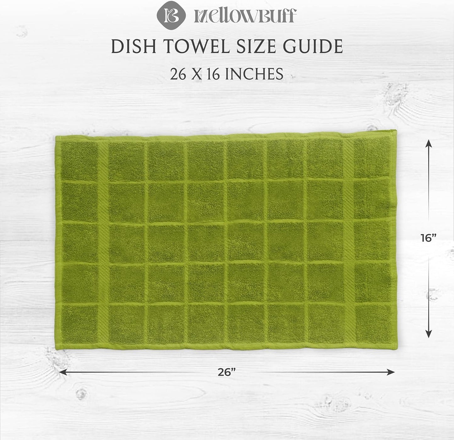 100% Cotton Terry Dish Towels, 4 Pack Plain, 16 x26 Inches, Super Soft and Absorbent Kitchen Towels, Perfect for Kitchen Cleaning and Dish Washing | Green