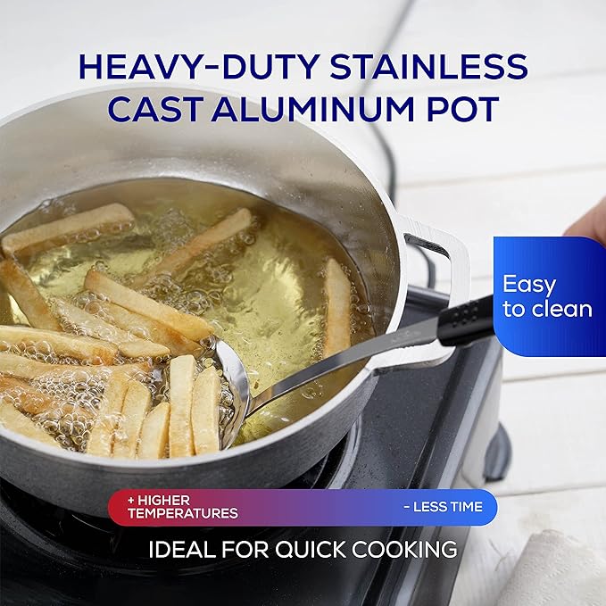 Universal (Professional Large) Caldero 32 Cups - 11.6 QT / 11 L, Stainless Aluminum Pot, Even Heat Distribution and Fast Cooking Dutch Oven Pot, Ergonomic Handles, Ideal for Rice, and French Fries