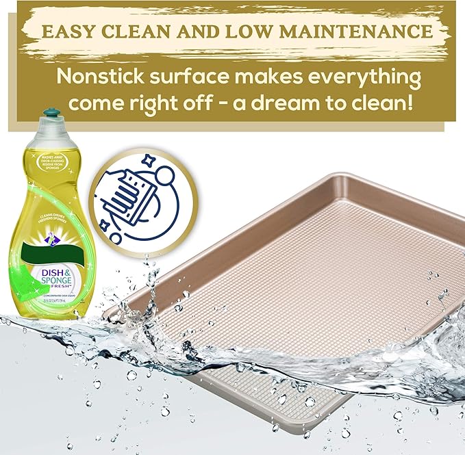 Ultra Cuisine Jelly Roll Baking Sheet Pan - Nonstick - Warp and Scratch Resistant - Enhanced Airflow - Durable Carbon Steel Design - Professional Roasting Quality - Baking Sheets Oven - 10 x 15 inch