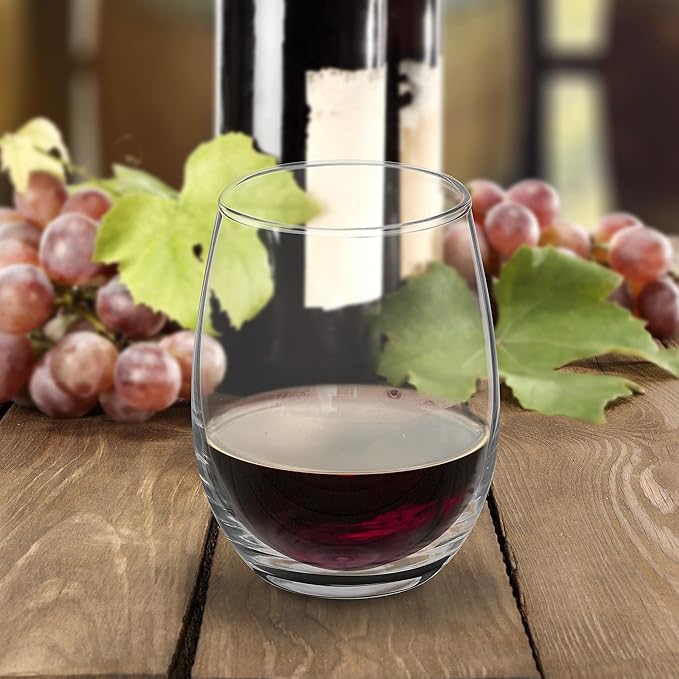 DISCOUNT PROMOS Stemless Wine Glasses by ARC 5.5 oz. Set of 12, Bulk Pack - Perfect for Hotel, Bar, Restaurant or Lounge - Black