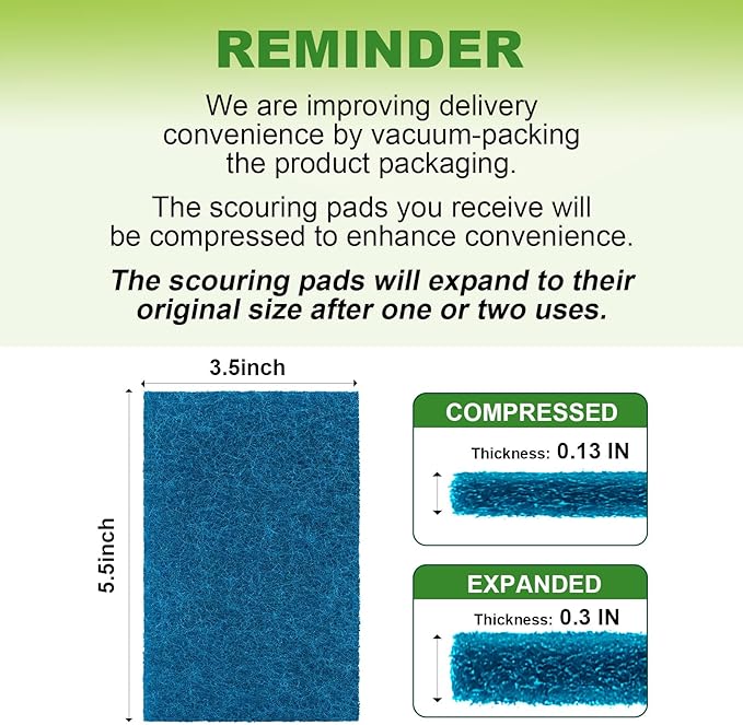 Non-Scratch Scouring Pads, 96Pcs Household Scour Pads for Kitchen, Garage and Outdoors, Reusable Dish Scrubber Pads for Pan and Metal Grill - Blue