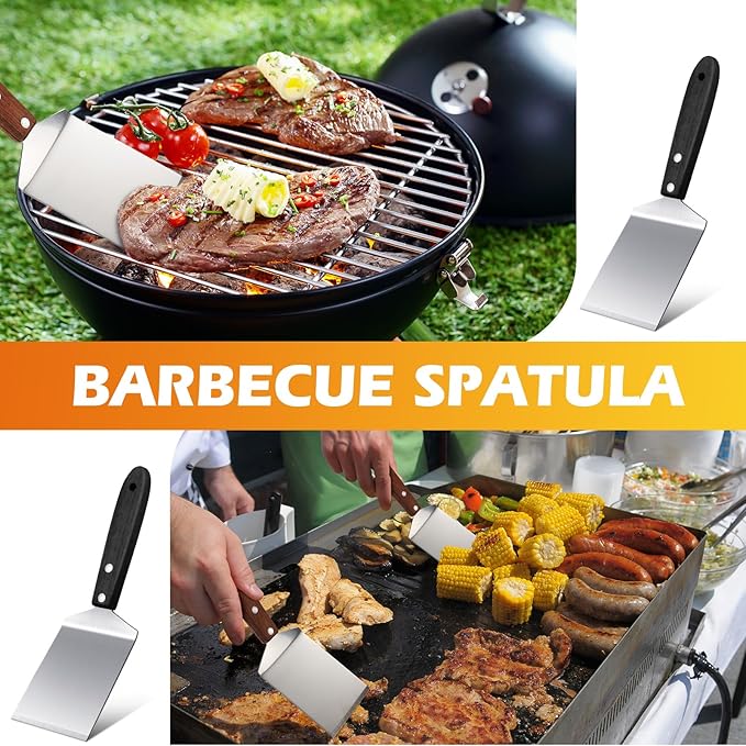 BBTO 20 Pcs Small Brownie Cookie Pizza Spatula Pie Server Stainless Steel Cake Serving Spatula Baking Triangular Spade Wood Handle Shovel for Desserts Pizza Pie Cake Biscuit (Black)