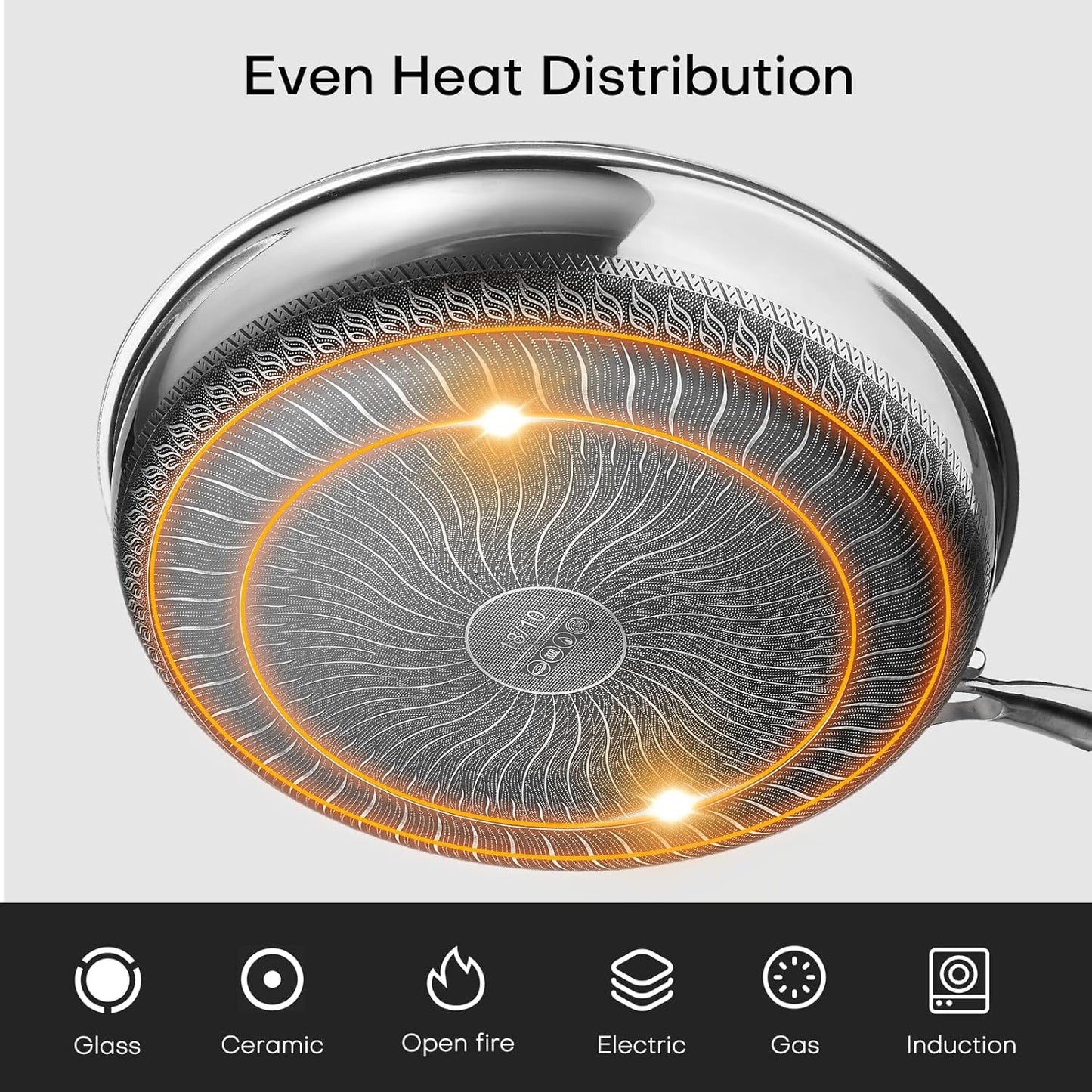 Lazycorner Non Stick Frying Pans Skillet with Lid, 12 Inch Stainless Steel Kitchen Cookware Pots, Non toxic Healthy Induction Compatible PFAS PTFE PFOA PFOS Free