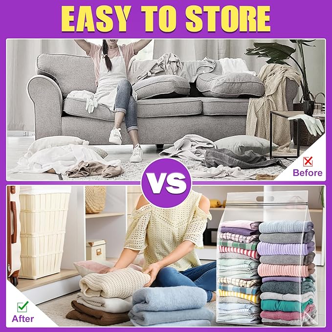 25 Gallon Extra Large Storage Bags 35”x 24”Resealable Clear Bags with Handle 4 Mil Thick Heavy Duty Big Bag for Clothes Pillow Travel Moving,Bedding,Shoes and Toys Storage, Pack of 3