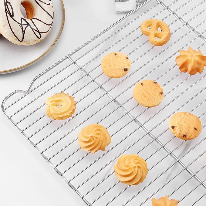 Cooling Racks for Cooking and Baking, Homikit 16.6”*11.5” Large Stainless Steel Wire Rack for Oven Cooking Roasting Grilling Drying, Cookie Bacon Pizza Mesh Cooling Racks, Dishwasher Safe, 2 PCS