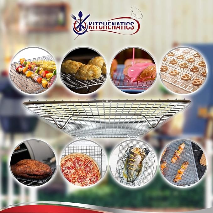 KITCHENATICS Small Quarter Sheet Cooling Rack for Cooking & Baking, Oven Safe Stainless Steel Rack, Baking Rack for Oven Cooking, Heavy Duty Cookie Cooling Rack fits Quarter Sheet Pan, 8.5" x12" IN