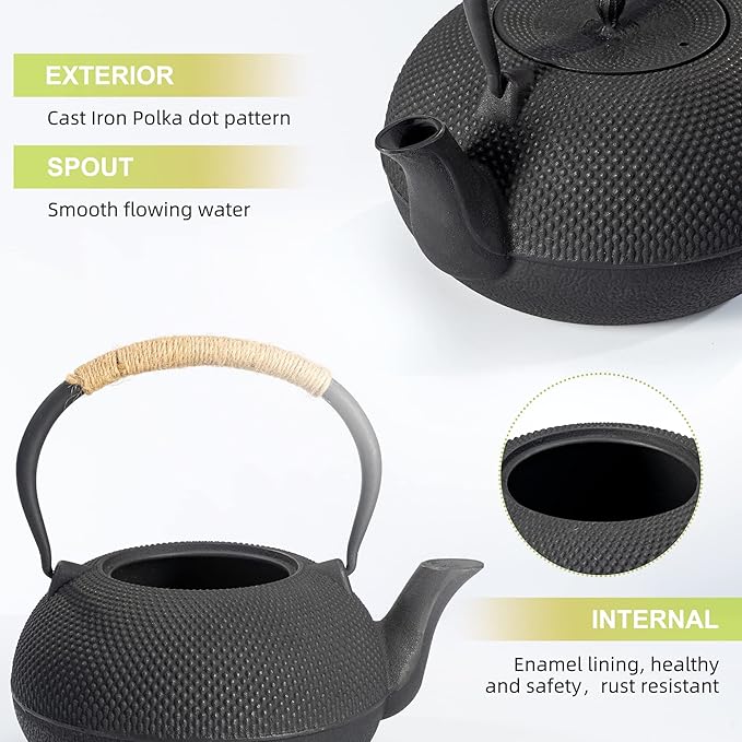 suyika Japanese Tetsubin Tea Kettle Cast Iron Teapot with Stainless Steel Infuser 60 oz/1800 ml