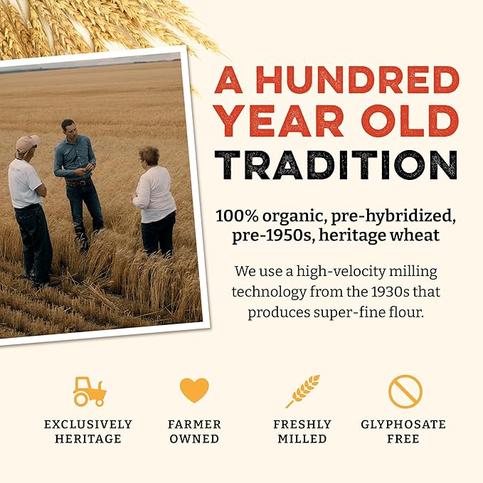 Sunrise Flour Mill Heritage Organic Bread Flour Blend - 2.0 lbs | Organic Unbleached Bread Flour Easy to Digest with Less Bloating | High Protein for Superior Baking | Smooth, Nutty Flavor