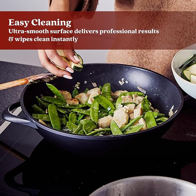 Alva Energy 12" Ceramic Nonstick Wok – PFAS-Free, Non-Toxic Cookware – Fast, Even-Heating Recycled Aluminum with Stay-Cool Handle – Induction Ready & Easy to Clean