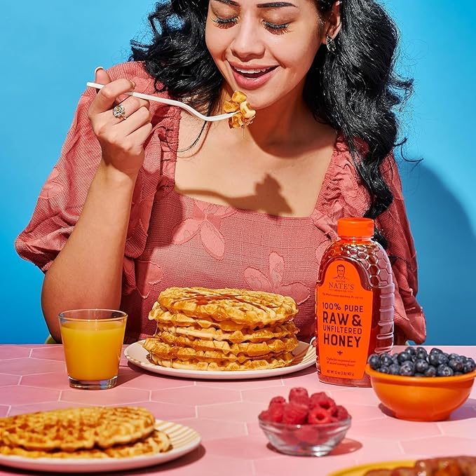 Nate's 100% Pure, Raw & Unfiltered Honey - Award-Winning Taste, 32oz. Squeeze Bottle