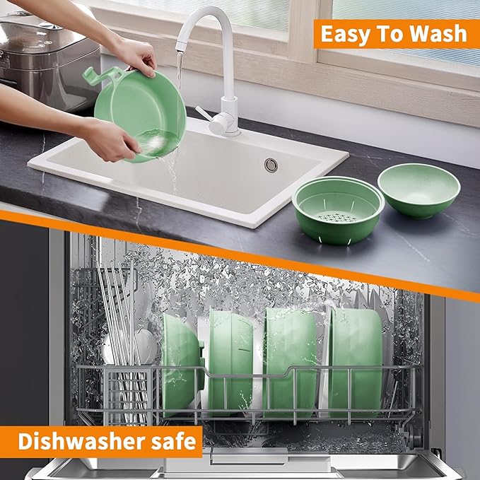 2 Sets Microwave Ramen Cooker,33 oz Ramen Bowl Set,Microwave Noodle Bowl,Ramen Bowl With Chopsticks and Spoon, College Dorm Room Essentials, Apartment Essentials, BPA-Free(yellow green)