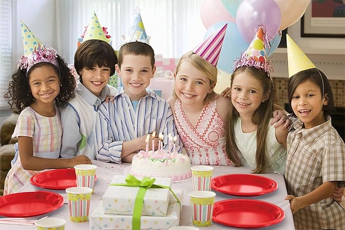 Exquisite Party Solids Red Plastic Plates For Party 10" Red Disposable Plates Heavy Duty Supplies 100 Pcs Plastic Dinnerware Sets Heavy Duty 350 GSM Disposable Dinnerware Set