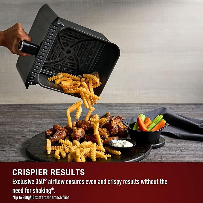 T-fal Infrared Air Fryer: 6 qt Digital Touch Screen, 7-in-1 Cooking Functions, 45-Seconds to reach 750°F on carbon fiber heater surface, No-Shake Technology, Crispy Finish, 1550W, Black