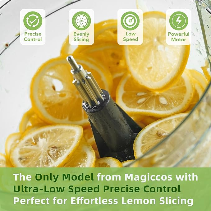 14-Cup Lemon Slicer Food-Processor - Large Feed Chute, 13 Speeds & Pulse, 3 Programs，Cheese Shredding, Cutting Fries, Meat Chopping, Shredding and Slicing, Mixing and Doughing, for Home Use