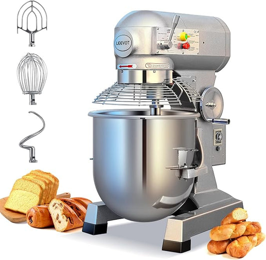 20Qt Commercial Stand Mixer with Timing Function,1100W Commercial Mixer 3-Speed Adjustable,Electric Stand Commercial Dough Mixer with Stainless Steel Bowl for Bakery Pizzeria