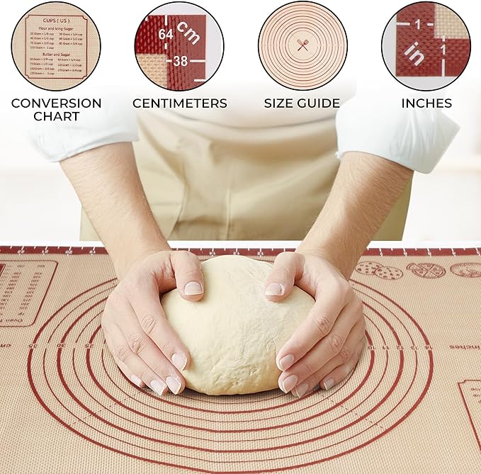 Zulay Kitchen Silicone Baking Mat Sheet - Reusable Silicone Baking Sheet - Easy & Convenient Nonstick Baking Supplies - Mats for Baking - Oven Safe - 16.5"x11.6" (Light Red)