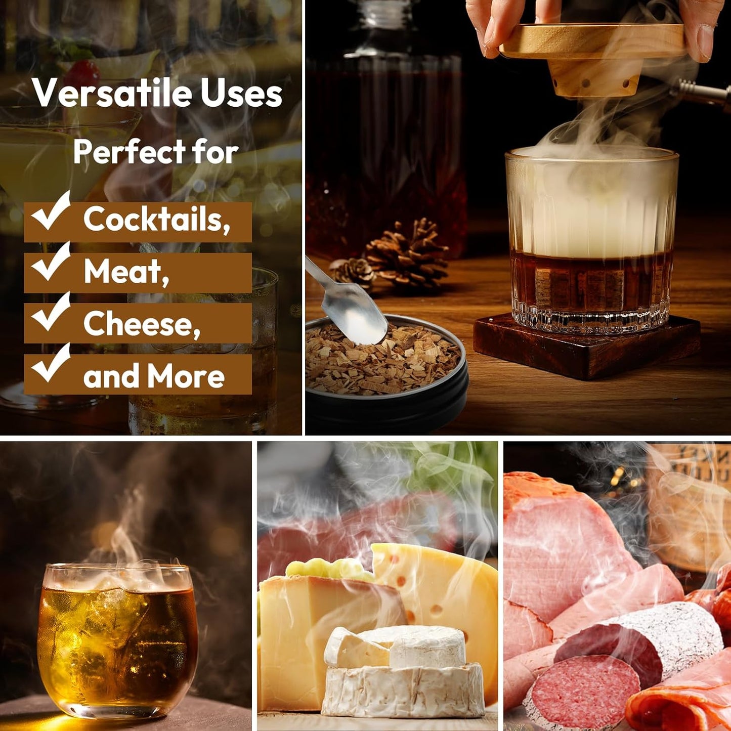 Cocktail Smoker Wood Chips Variety Pack - 8 Unique Flavors for Bourbon Whiskey Smoker Kit - Apple, Hickory, Cherry, Pear, Oak, Pecan, Beech, Mesquite, Perfect for Gift for Whiskey Lover & Home Bar