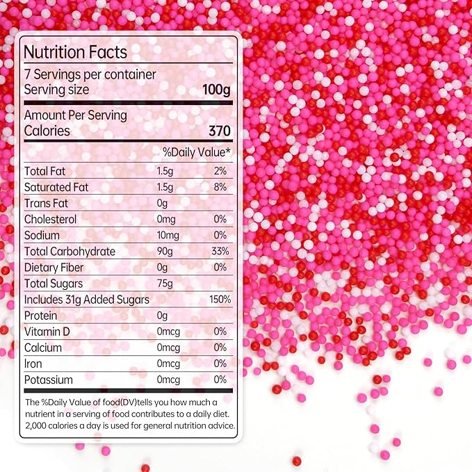 Pink Nonpareils Sprinkles, Edible Sprinkles For Cake Decorating, Pink Red and White Candy, 150g/5.29oz, Cupcake Topper, Cake Decoration, Mother's Day, Valentine's Day, Wedding Party Supplies